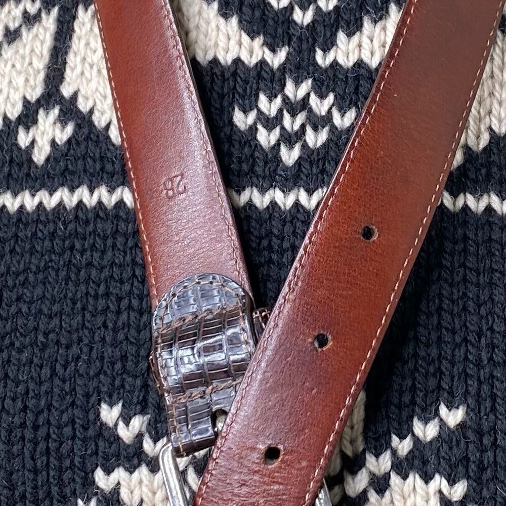Ralph Lauren Vintage Fall 1991 Lizard Belt w/925 Sterling Silver Crest Buckle - Picture 4 of 16